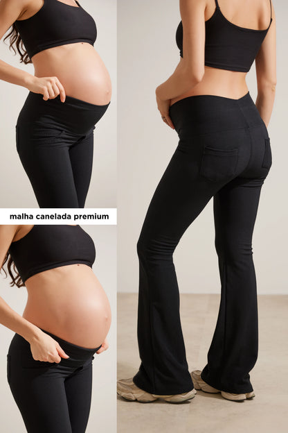 CALÇA GESTANTE BOOTCUT CANELADA