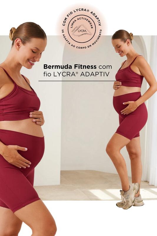 BERMUDA FITNESS COM FIO LYCRA® ADAPTIV GESTANTE E PÓS-PARTO