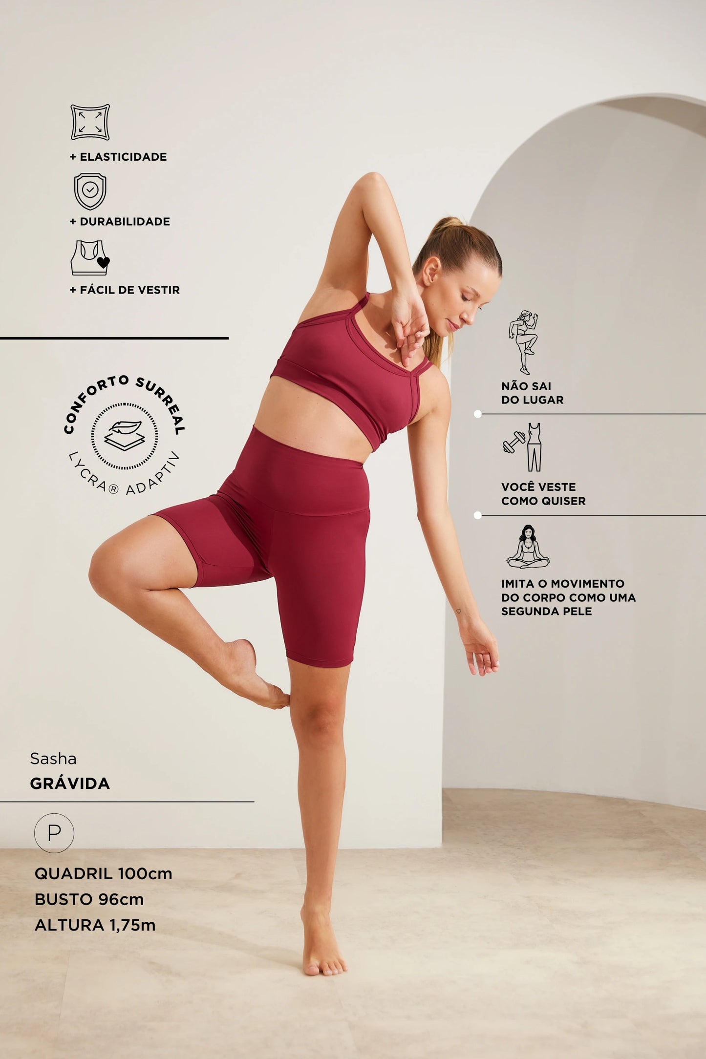 BERMUDA FITNESS COM FIO LYCRA® ADAPTIV GESTANTE E PÓS-PARTO