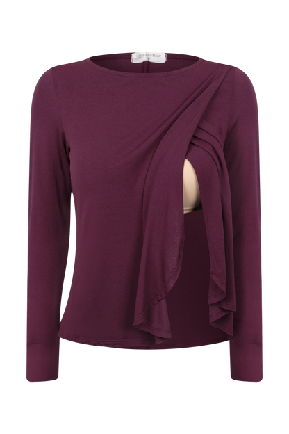 BLUSA GESTANTE E AMAMENTAÇÃO COM TRANSPASSE MANGA LONGA