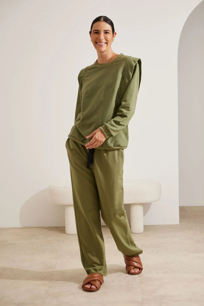 BLUSA DE MOLETOM PARA AMAMENTAR COM ZÍPER E RIBANA