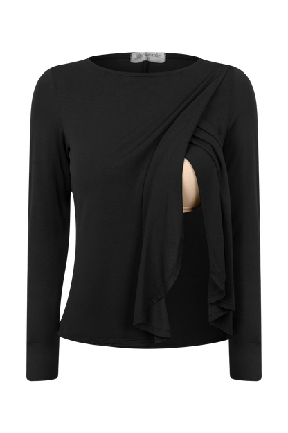 BLUSA GESTANTE E AMAMENTAÇÃO COM TRANSPASSE MANGA LONGA