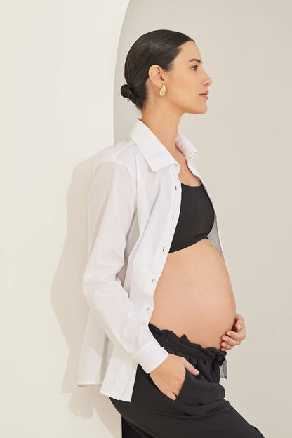 CAMISA GESTANTE E AMAMENTAÇÃO TRICOLINE DE ALGODÃO
