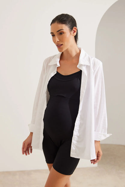 CAMISA GESTANTE E AMAMENTAÇÃO TRICOLINE DE ALGODÃO