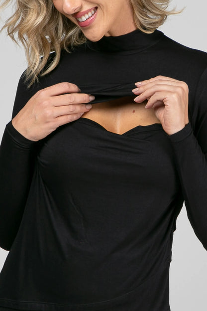BLUSA GESTANTE E AMAMENTAÇÃO GOLINHA MANGA LONGA