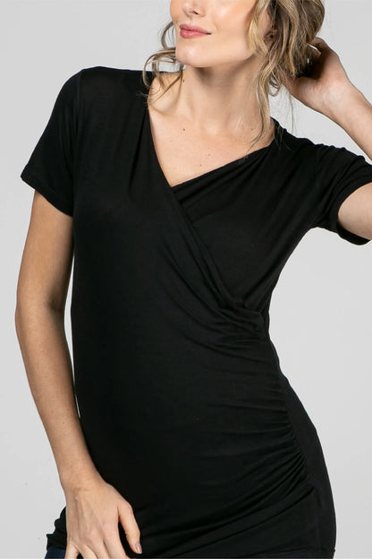 BLUSA DECOTE CRUZADO COM DRAPEADOS
