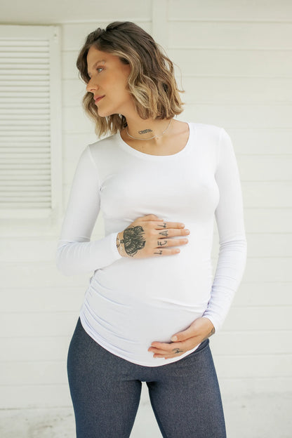BLUSA GESTANTE ESTICA E VAI MANGA LONGA