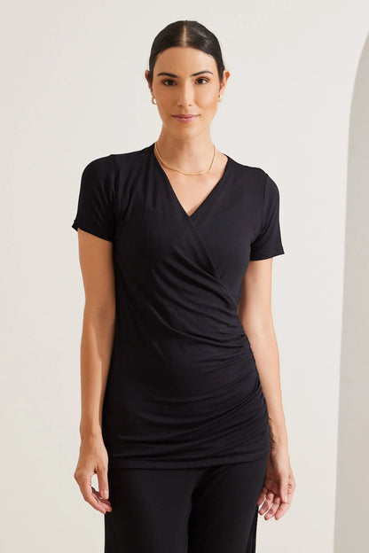BLUSA DECOTE CRUZADO COM DRAPEADOS