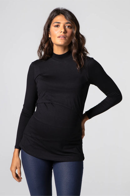 BLUSA GESTANTE E AMAMENTAÇÃO GOLINHA MANGA LONGA
