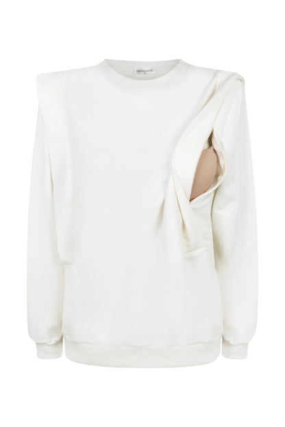 BLUSA DE MOLETOM PARA AMAMENTAR COM ZÍPER E RIBANA
