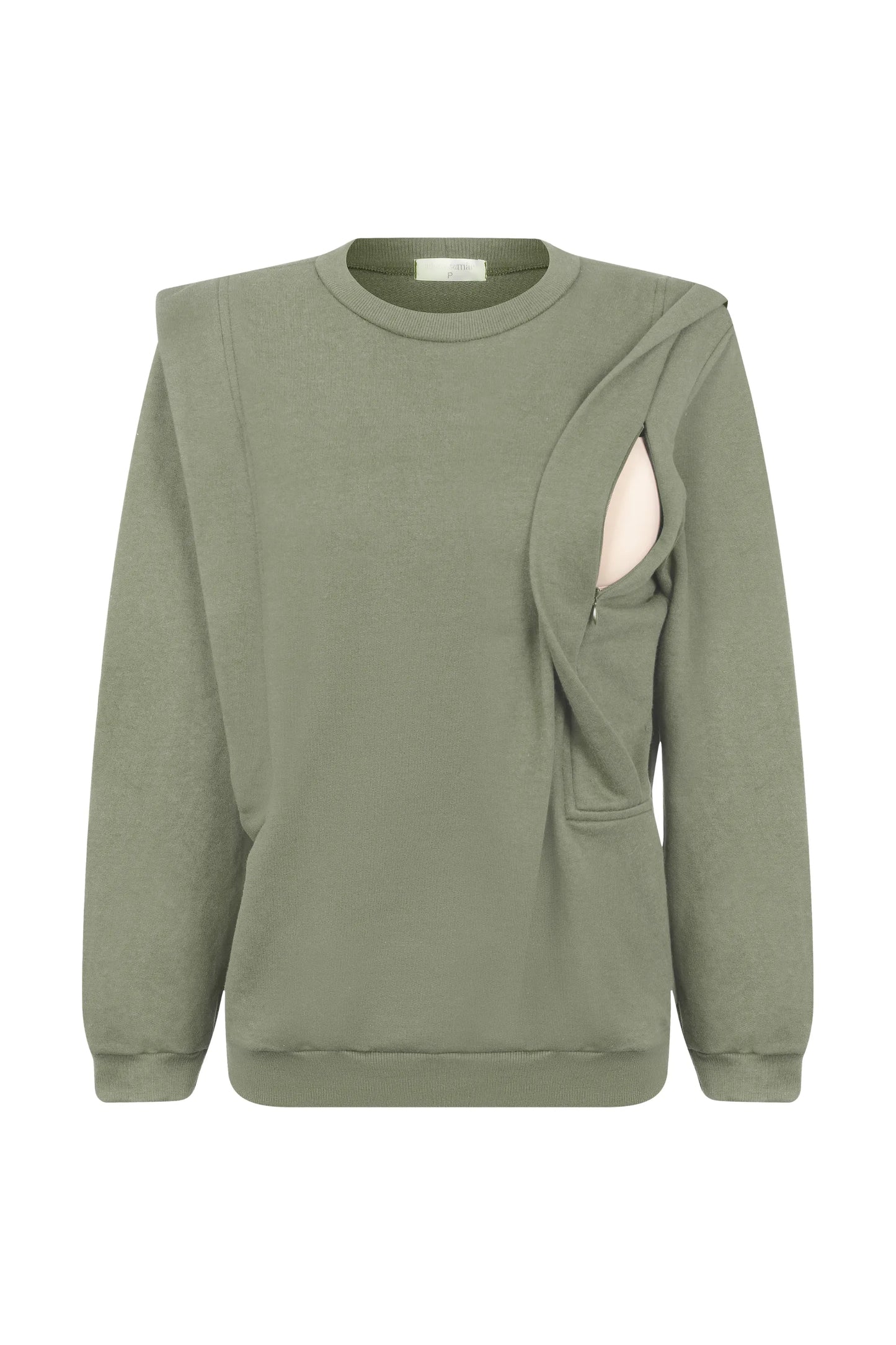 BLUSA DE MOLETOM PARA AMAMENTAR COM ZÍPER E RIBANA