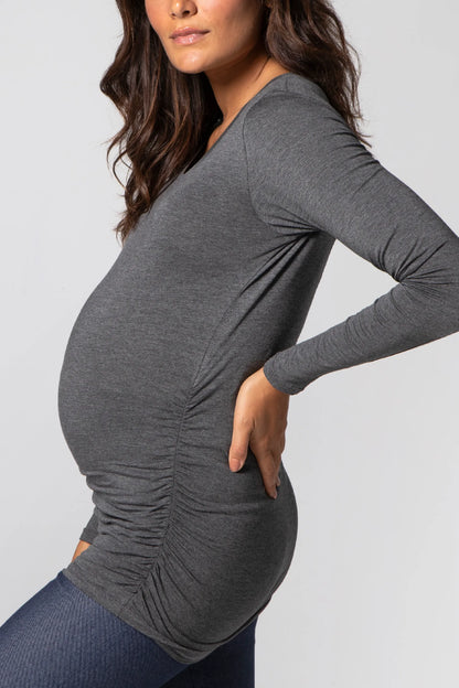 BLUSA GESTANTE ESTICA E VAI MANGA LONGA