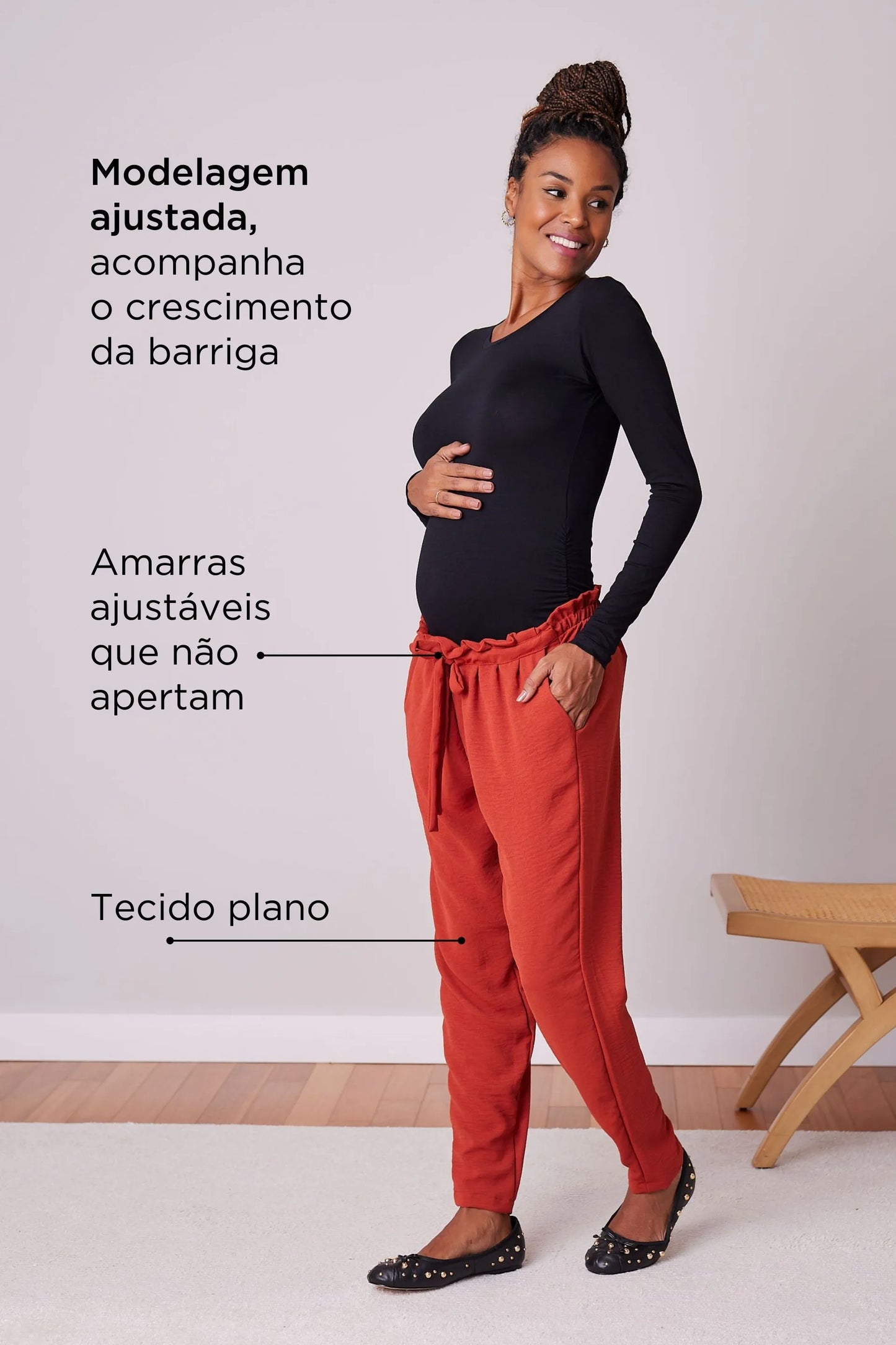 CALÇA GESTANTE CENOURA AJUSTÁVEL