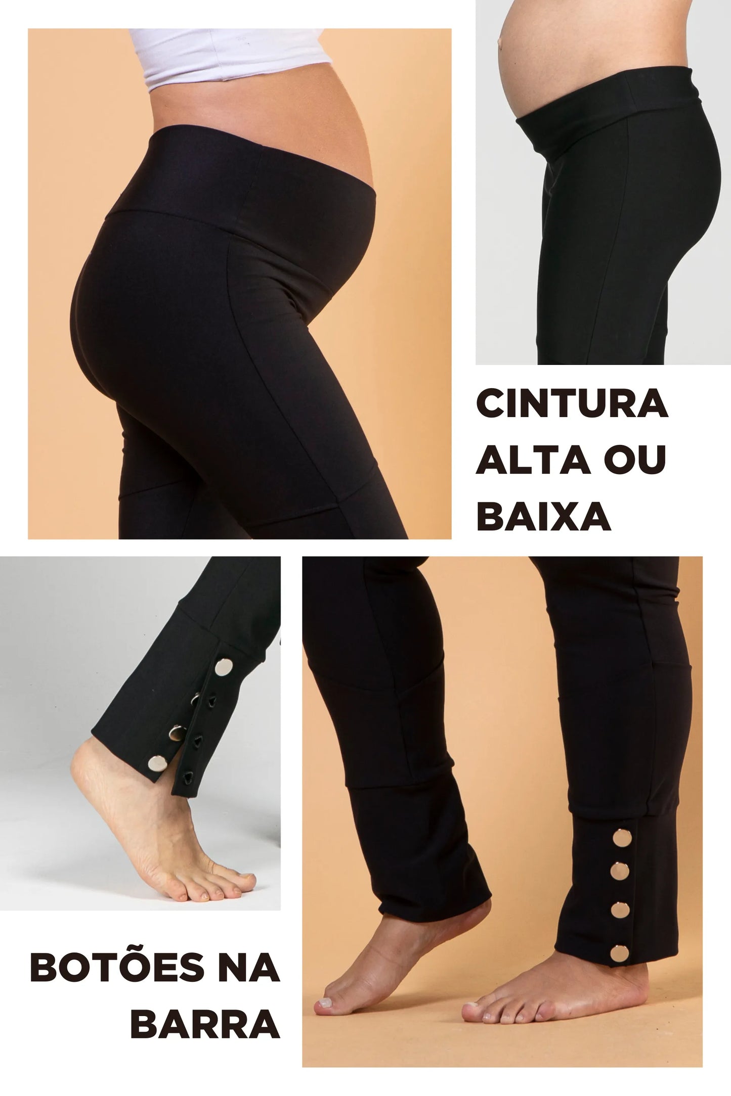 CALÇA GESTANTE COM BOTÕES NA BARRA