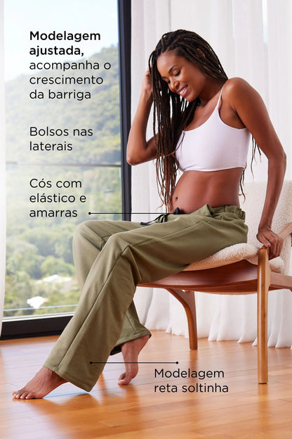 CALÇA GESTANTE MOLETOM COMFY RETA