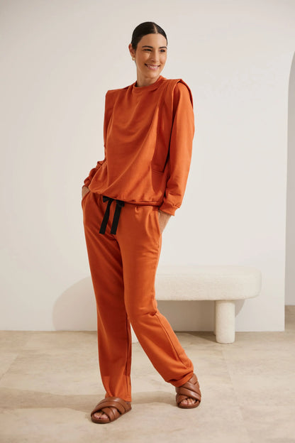 CALÇA GESTANTE MOLETOM COMFY RETA
