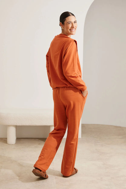 CALÇA GESTANTE MOLETOM COMFY RETA