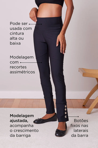 CALÇA GESTANTE COM BOTÕES NA BARRA