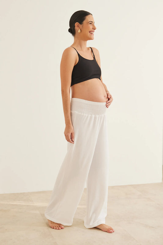 CALÇA GESTANTE E PÓS-PARTO SOLTINHA COM LASTEX