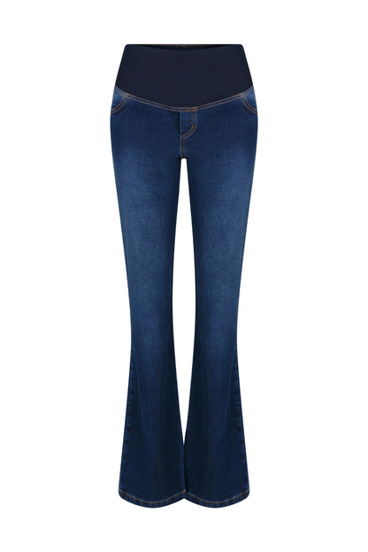 CALÇA JEANS CLÁSSICA CÓS AJUSTÁVEL GESTANTE E PÓS-PARTO
