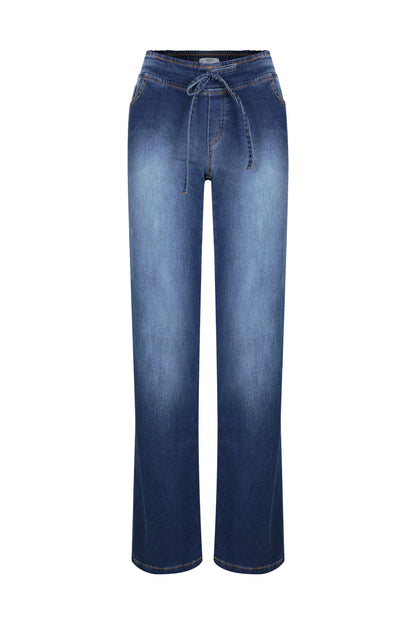 CALÇA JEANS RETA COM CÓS AJUSTÁVEL GESTANTE E PÓS-PARTO