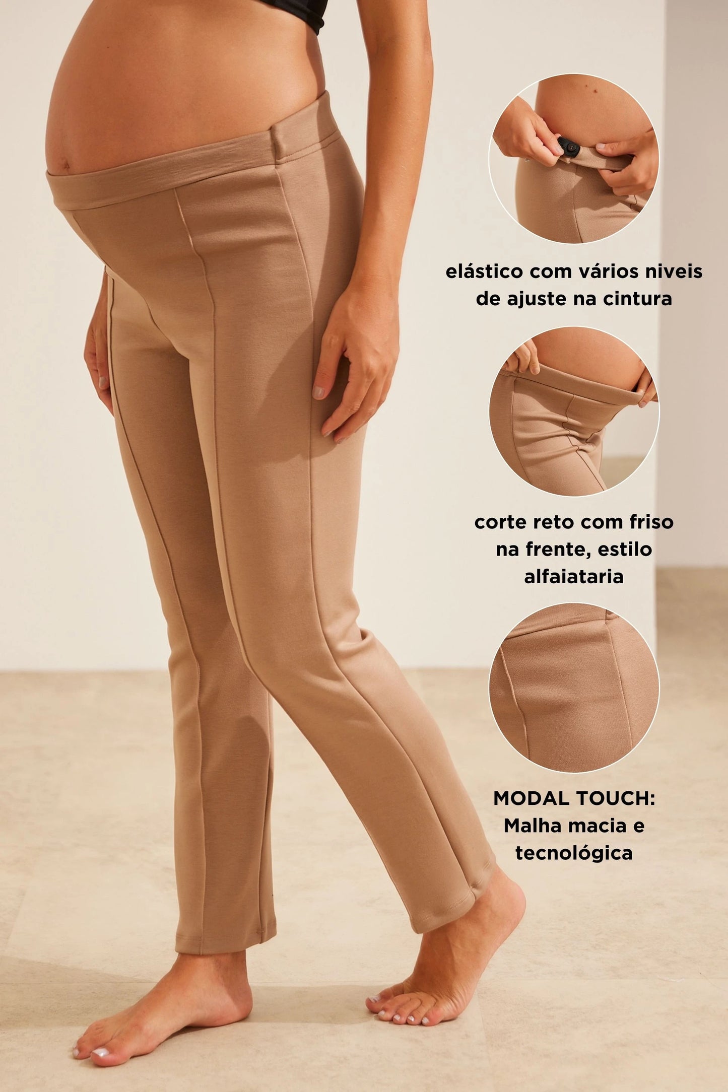CALÇA REGULÁVEL MODAL TOUCH GESTANTE E PÓS-PARTO