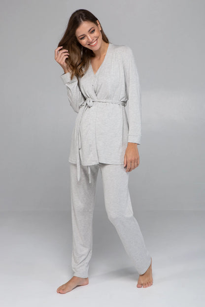 PIJAMA MATERNIDADE 3 PEÇAS TRANSPASSE