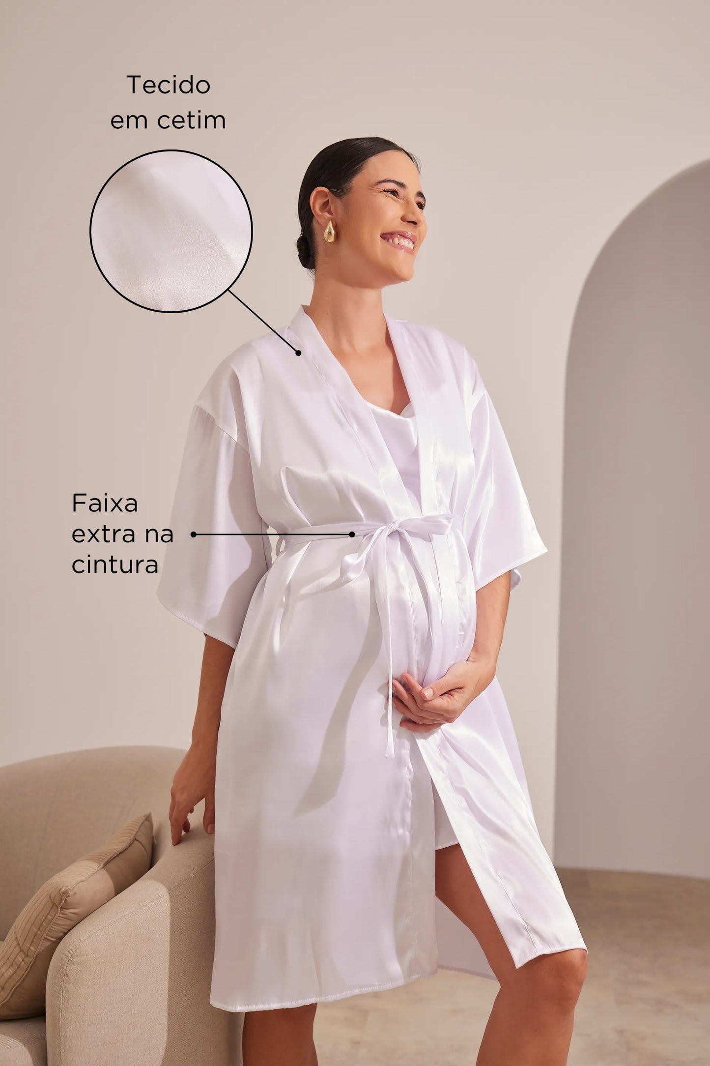ROBE MATERNIDADE MIDI DE CETIM