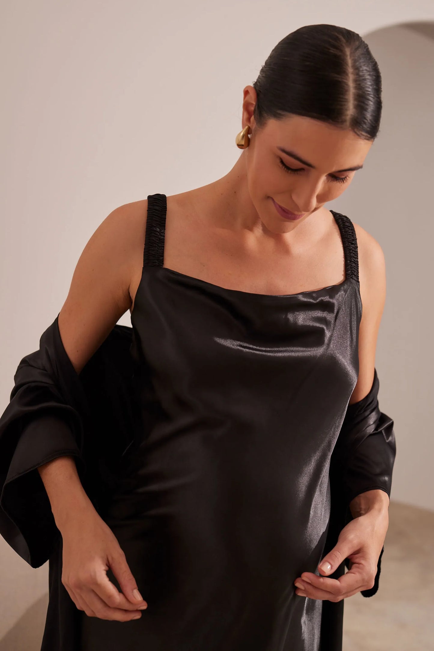 ROBE MATERNIDADE MIDI DE CETIM