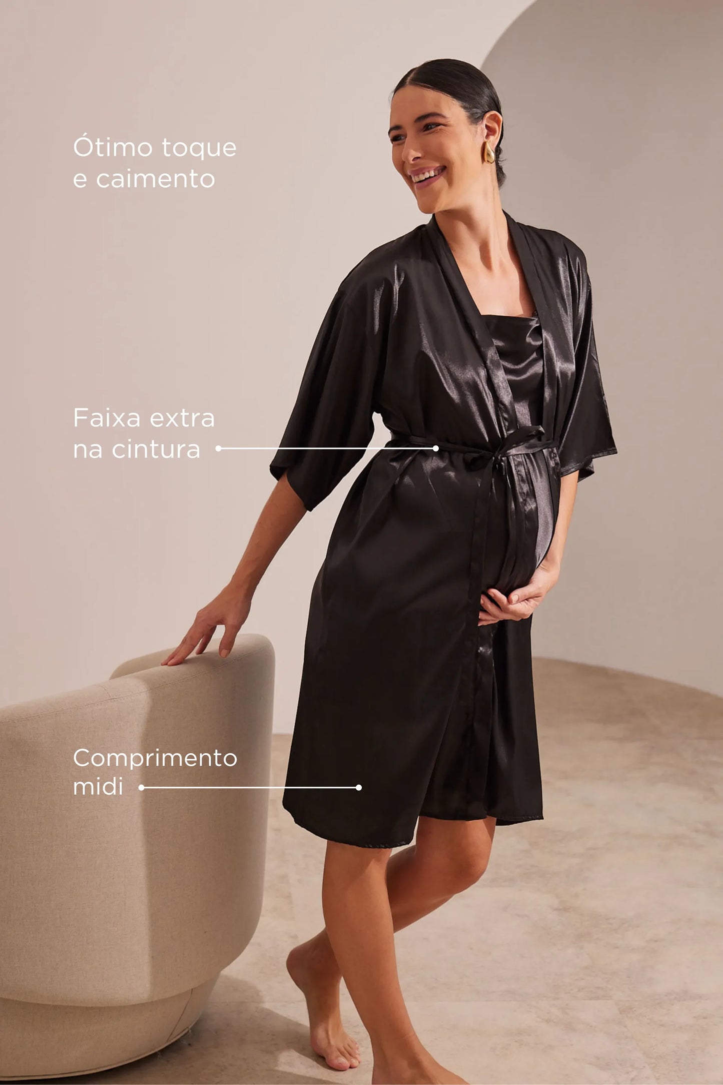 ROBE MATERNIDADE MIDI DE CETIM
