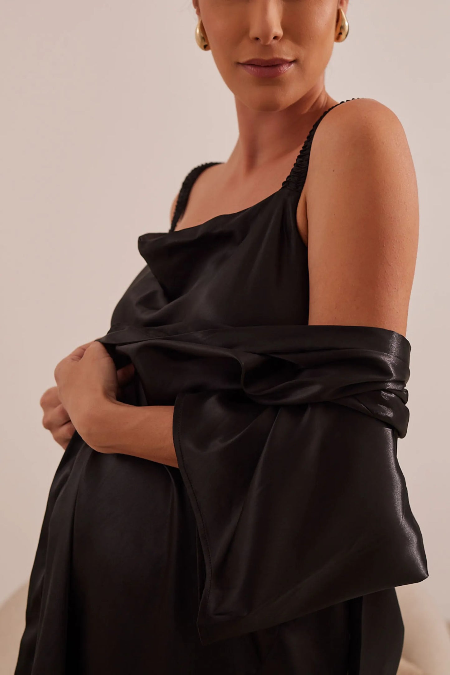 ROBE MATERNIDADE MIDI DE CETIM