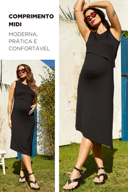 VESTIDO ASSIMÉTRICO AMAMENTAÇÃO E GESTANTE