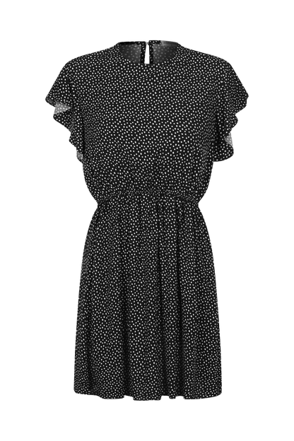 VESTIDO GESTANTE E AMAMENTAÇÃO CURTO COM BABADOS SEM MANGAS