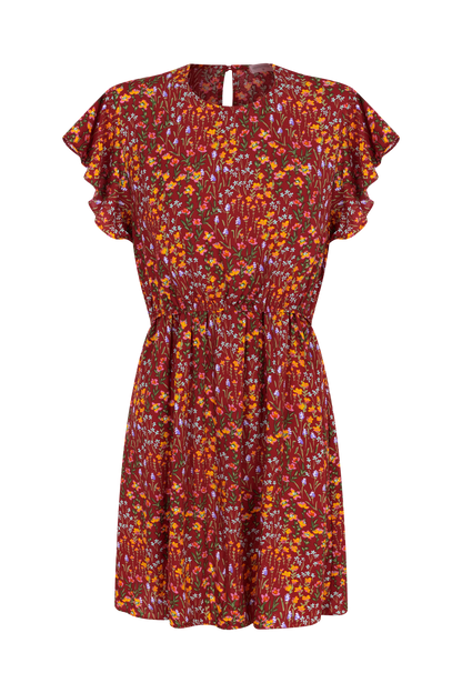 VESTIDO GESTANTE E AMAMENTAÇÃO CURTO COM BABADOS SEM MANGAS