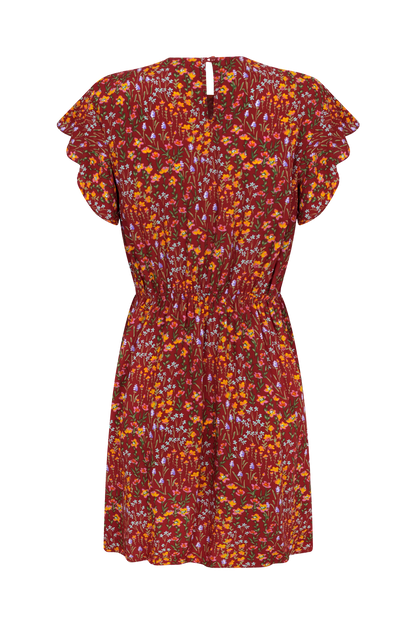 VESTIDO GESTANTE E AMAMENTAÇÃO CURTO COM BABADOS SEM MANGAS