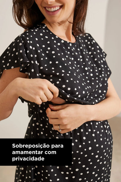 VESTIDO COM BABADOS MIDI GESTANTE E AMAMENTAÇÃO
