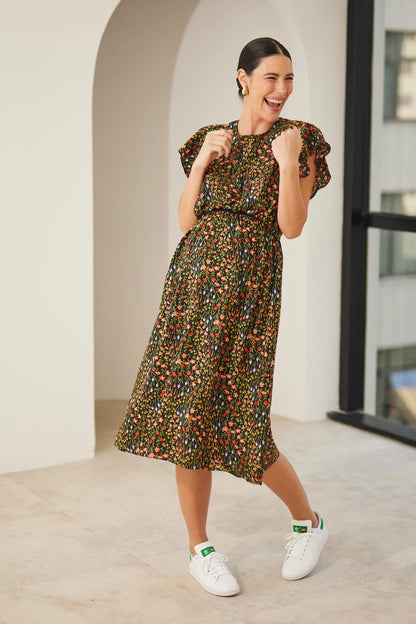 VESTIDO COM BABADOS MIDI GESTANTE E AMAMENTAÇÃO