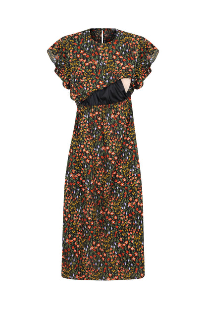 VESTIDO COM BABADOS MIDI GESTANTE E AMAMENTAÇÃO