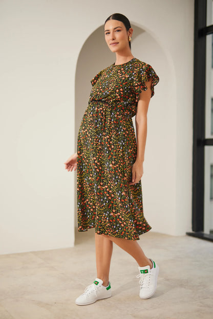 VESTIDO COM BABADOS MIDI GESTANTE E AMAMENTAÇÃO