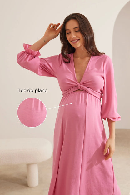 VESTIDO GESTANTE E AMAMENTAÇÃO LONGO 2 EM 1