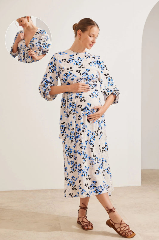 VESTIDO GESTANTE E AMAMENTAÇÃO LONGO 2 EM 1