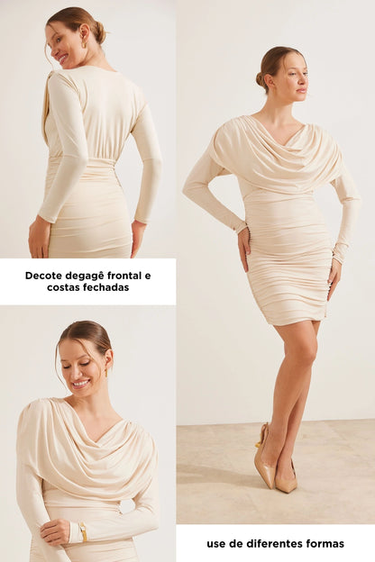 VESTIDO GOLA DEGAGÊ FRENTE E VERSO GESTANTE E AMAMENTAÇÃO