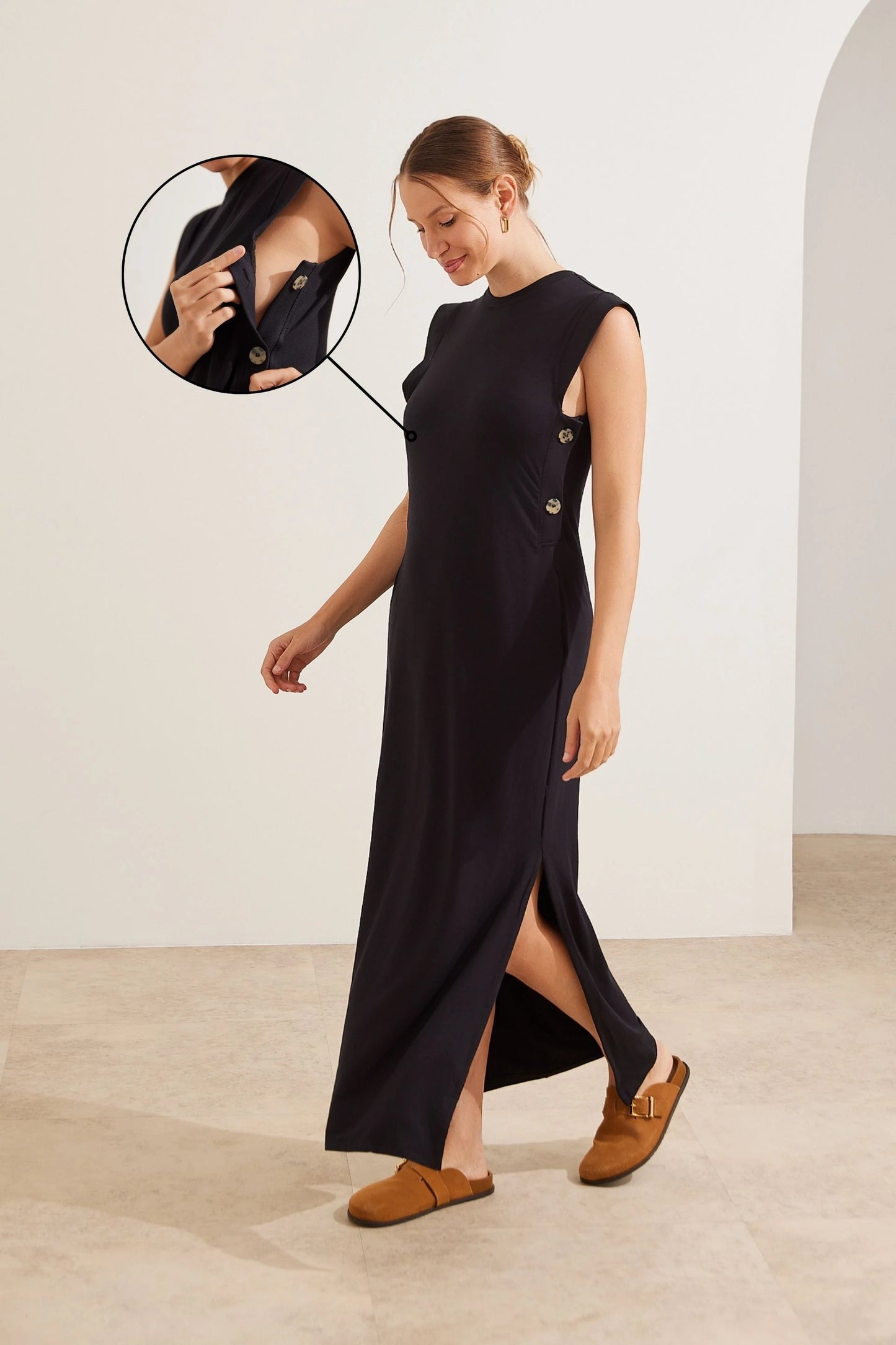 VESTIDO ULTRACONFORTO® AMAMENTAÇÃO COM BOTÕES LATERAIS