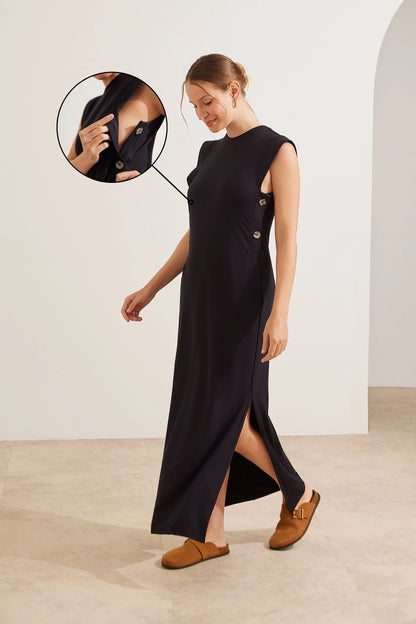 VESTIDO ULTRACONFORTO® AMAMENTAÇÃO COM BOTÕES LATERAIS