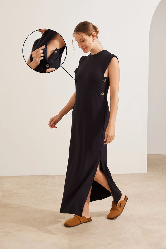 VESTIDO ULTRACONFORTO® AMAMENTAÇÃO COM BOTÕES LATERAIS
