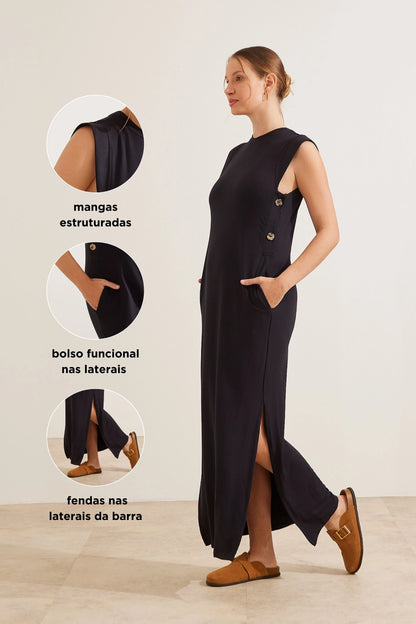 VESTIDO ULTRACONFORTO® AMAMENTAÇÃO COM BOTÕES LATERAIS